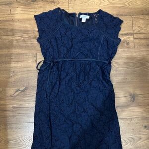 Motherhood Navy Lace Maternity Dress